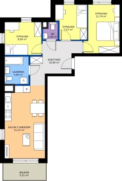 4 pokoje, mieszkanie 66,57 m², piętro 1, oferta nr B/15, Przystań Brzeźno - etap II, Gdańsk, Brzeźno, ul. Uczniowska