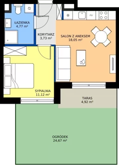 2 pokoje, mieszkanie 37,67 m², parter, oferta nr C/26, Przystań Brzeźno - etap II, Gdańsk, Brzeźno, ul. Uczniowska