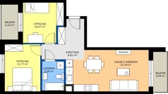 3 pokoje, mieszkanie 57,82 m², piętro 1, oferta nr C/7, Przystań Brzeźno - etap II, Gdańsk, Brzeźno, ul. Uczniowska