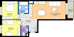 3 pokoje, mieszkanie 58,16 m², piętro 1, oferta nr C/29, Przystań Brzeźno - etap II, Gdańsk, Brzeźno, ul. Uczniowska