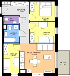 4 pokoje, mieszkanie 64,73 m², piętro 2, oferta nr D/16, Przystań Brzeźno - etap II, Gdańsk, Brzeźno, ul. Uczniowska