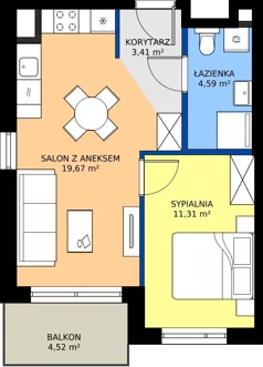 2 pokoje, mieszkanie 38,98 m², piętro 4, oferta nr D/34, Przystań Brzeźno - etap II, Gdańsk, Brzeźno, ul. Uczniowska