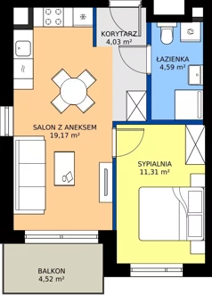 2 pokoje, mieszkanie 39,10 m², piętro 2, oferta nr D/20, Przystań Brzeźno - etap II, Gdańsk, Brzeźno, ul. Uczniowska