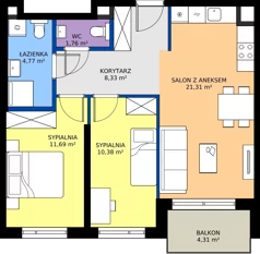 3 pokoje, mieszkanie 58,26 m², piętro 1, oferta nr D/10, Przystań Brzeźno - etap II, Gdańsk, Brzeźno, ul. Uczniowska