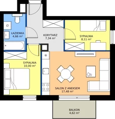 3 pokoje, mieszkanie 47,59 m², piętro 2, oferta nr A1/7, Gdańskie Zacisze, Gdańsk, Kokoszki, ul. Bysewska