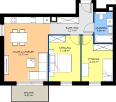 3 pokoje, mieszkanie 56,27 m², piętro 1, oferta nr A1/2, Gdańskie Zacisze, Gdańsk, Kokoszki, ul. Bysewska