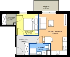 2 pokoje, mieszkanie 36,67 m², piętro 2, oferta nr B1/6, Gdańskie Zacisze, Gdańsk, Kokoszki, ul. Bysewska