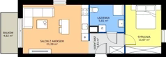 2 pokoje, mieszkanie 43,58 m², piętro 1, oferta nr B2/5, Gdańskie Zacisze, Gdańsk, Kokoszki, ul. Bysewska