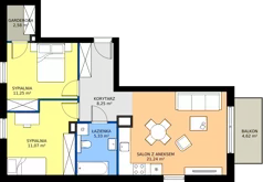3 pokoje, mieszkanie 59,72 m², piętro 2, oferta nr B3/6, Gdańskie Zacisze, Gdańsk, Kokoszki, ul. Bysewska