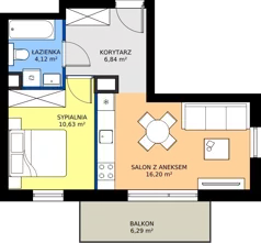 2 pokoje, mieszkanie 37,80 m², piętro 2, oferta nr C2/7, Gdańskie Zacisze, Gdańsk, Kokoszki, ul. Bysewska