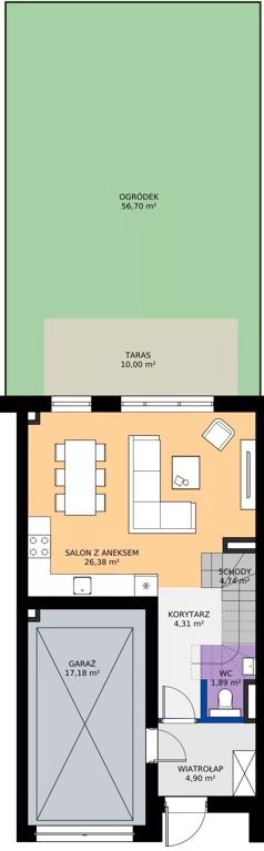 1 pokój, mieszkanie 113,62 m², parter, oferta nr M1/2, Gdańskie Zacisze, Gdańsk, Kokoszki, ul. Bysewska