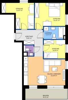 4 pokoje, mieszkanie 75,95 m², piętro 1, oferta nr B2/4, Wzgórze Markowca, Rumia, Zagórze, ul. Markowców