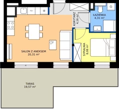 2 pokoje, mieszkanie 37,02 m², piętro 2, oferta nr B3/8, Wzgórze Markowca, Rumia, Zagórze, ul. Markowców