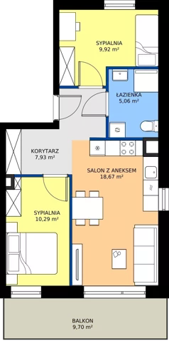 3 pokoje, mieszkanie 51,88 m², parter, oferta nr B5/1, Wzgórze Markowca, Rumia, Zagórze, ul. Markowców