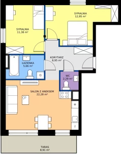 3 pokoje, mieszkanie 63,46 m², piętro 2, oferta nr B7/9, Wzgórze Markowca, Rumia, Zagórze, ul. Markowców