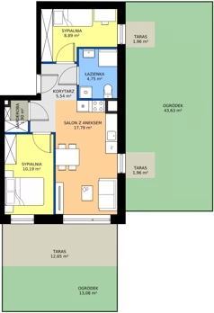 3 pokoje, mieszkanie 49,12 m², parter, oferta nr B9/1, Wzgórze Markowca, Rumia, Zagórze, ul. Markowców