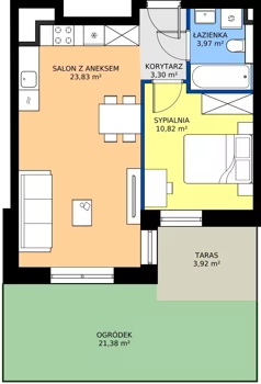 2 pokoje, mieszkanie 41,89 m², piętro 1, oferta nr B2/5, Wzgórze Markowca, Rumia, Zagórze, ul. Markowców