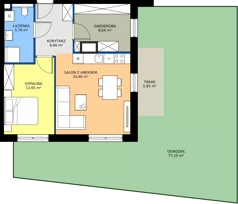2 pokoje, mieszkanie 54,34 m², parter, oferta nr A/2, Osiedle Orzechowa, Gdynia, Chylonia, ul. Meksykańska/Orzechowa