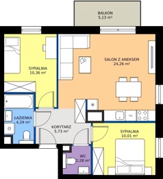 3 pokoje, mieszkanie 56,93 m², piętro 2, oferta nr A/8, Osiedle Orzechowa, Gdynia, Chylonia, ul. Meksykańska/Orzechowa