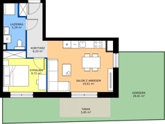 2 pokoje, mieszkanie 40,85 m², parter, oferta nr C/2, Osiedle Orzechowa, Gdynia, Chylonia, ul. Meksykańska/Orzechowa