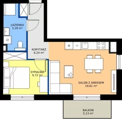2 pokoje, mieszkanie 40,86 m², piętro 1, oferta nr C/10, Osiedle Orzechowa, Gdynia, Chylonia, ul. Meksykańska/Orzechowa