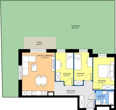 4 pokoje, mieszkanie 62,13 m², parter, oferta nr C/3, Osiedle Orzechowa, Gdynia, Chylonia, ul. Meksykańska/Orzechowa