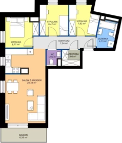 4 pokoje, mieszkanie 70,53 m², piętro 2, oferta nr A/69, Osiedle Warszawska - etap IV, Gdańsk, Ujeścisko-Łostowice, Ujeścisko, ul. Warszawska