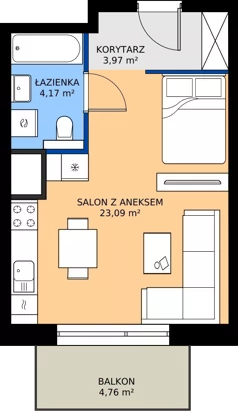 1 pokój, mieszkanie 31,23 m², piętro 4, oferta nr A/27, Osiedle Warszawska - etap IV, Gdańsk, Ujeścisko-Łostowice, Ujeścisko, ul. Warszawska