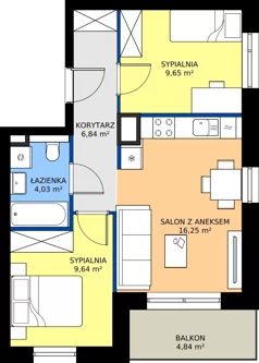 3 pokoje, mieszkanie 46,41 m², piętro 1, oferta nr A/7, Osiedle Warszawska - etap IV, Gdańsk, Ujeścisko-Łostowice, Ujeścisko, ul. Warszawska