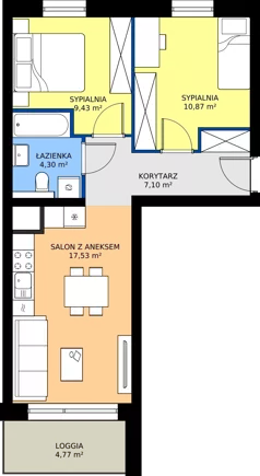 3 pokoje, mieszkanie 49,23 m², piętro 3, oferta nr A/23, Osiedle Warszawska - etap IV, Gdańsk, Ujeścisko-Łostowice, Ujeścisko, ul. Warszawska