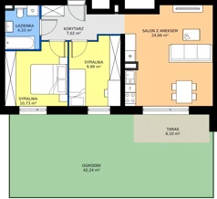 3 pokoje, mieszkanie 56,73 m², parter, oferta nr A/4, Osiedle Warszawska - etap IV, Gdańsk, Ujeścisko-Łostowice, Ujeścisko, ul. Warszawska