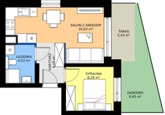 2 pokoje, mieszkanie 33,62 m², parter, oferta nr A/1, Osiedle Warszawska - etap IV, Gdańsk, Ujeścisko-Łostowice, Ujeścisko, ul. Warszawska