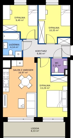 4 pokoje, mieszkanie 63,35 m², piętro 1, oferta nr A/41, Osiedle Warszawska - etap IV, Gdańsk, Ujeścisko-Łostowice, Ujeścisko, ul. Warszawska