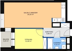 2 pokoje, mieszkanie 51,50 m², piętro 1, oferta nr A.1.8, Świerzawska 13, Poznań, Ławica, Grunwald, ul. Świerzawska 13