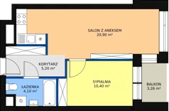 2 pokoje, mieszkanie 41,96 m², piętro 2, oferta nr A.2.4, Świerzawska 13, Poznań, Ławica, Grunwald, ul. Świerzawska 13