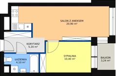 2 pokoje, mieszkanie 41,99 m², piętro 5, oferta nr A.5.4, Świerzawska 13, Poznań, Ławica, Grunwald, ul. Świerzawska 13