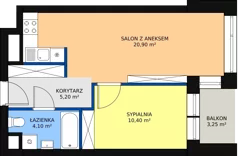 2 pokoje, mieszkanie 41,87 m², piętro 6, oferta nr A.6.3, Świerzawska 13, Poznań, Ławica, Grunwald, ul. Świerzawska 13