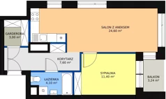 2 pokoje, mieszkanie 52,73 m², piętro 7, oferta nr A.7.1, Świerzawska 13, Poznań, Ławica, Grunwald, ul. Świerzawska 13