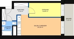 2 pokoje, mieszkanie 42,23 m², piętro 7, oferta nr A.7.5, Świerzawska 13, Poznań, Ławica, Grunwald, ul. Świerzawska 13