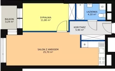 2 pokoje, mieszkanie 48,73 m², piętro 1, oferta nr B.1.10, Świerzawska 13, Poznań, Ławica, Grunwald, ul. Świerzawska 13