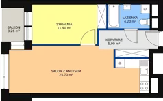 2 pokoje, mieszkanie 48,13 m², piętro 3, oferta nr B.3.8, Świerzawska 13, Poznań, Ławica, Grunwald, ul. Świerzawska 13