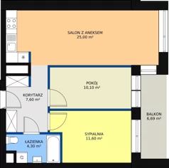 3 pokoje, mieszkanie 59,61 m², piętro 7, oferta nr B.7.5, Świerzawska 13, Poznań, Ławica, Grunwald, ul. Świerzawska 13