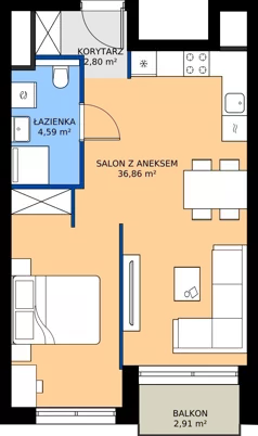 1 pokój, mieszkanie 44,25 m², piętro 1, oferta nr A.1.6, Piekary 18, Poznań, Stare Miasto, ul. Piekary 18