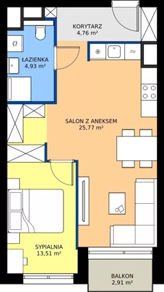 2 pokoje, mieszkanie 48,97 m², piętro 4, oferta nr A.4.8, Piekary 18, Poznań, Stare Miasto, ul. Piekary 18