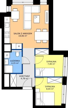 3 pokoje, mieszkanie 45,48 m², piętro 2, oferta nr A.2.3A, Piekary 18, Poznań, Stare Miasto, ul. Piekary 18