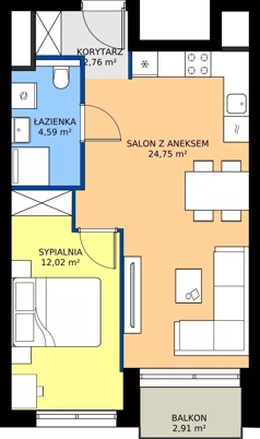 2 pokoje, mieszkanie 44,11 m², piętro 4, oferta nr A.4.6, Piekary 18, Poznań, Stare Miasto, ul. Piekary 18