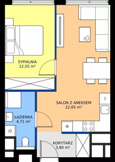 2 pokoje, mieszkanie 43,71 m², piętro 6, oferta nr B.6.1A, Piekary 18, Poznań, Stare Miasto, ul. Piekary 18