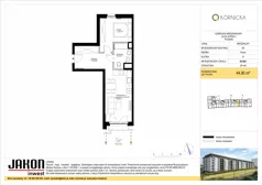 2 pokoje, mieszkanie 44,90 m², parter, oferta nr K5.B27, Kórnicka, Poznań, Rataje, Łacina, ul. Kórnicka