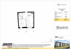2 pokoje, mieszkanie 36,96 m², piętro 1, oferta nr K5.B33, Kórnicka, Poznań, Rataje, Łacina, ul. Kórnicka