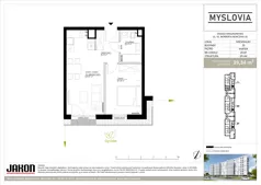 2 pokoje, mieszkanie 39,34 m², parter, oferta nr 20.87, Myslovia, Mysłowice, ul. Ks. Norberta Bończyka 20